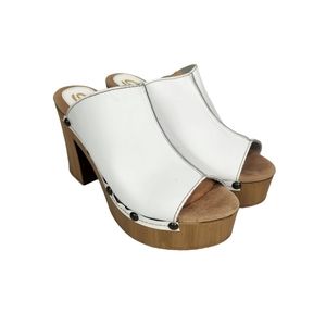 Sbicca Vintage Collection Manzanita White Chunky Platform Open Toe Clogs Size 9